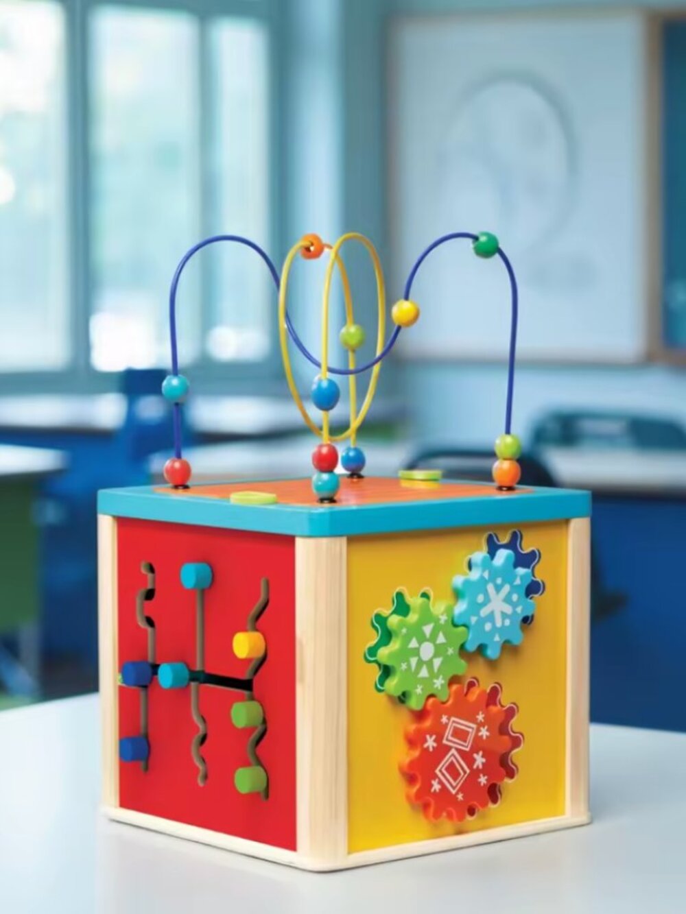 Wooden Activity Cube for Kids, 5-in-1 Montessori Baby Learning Toy - Picture 11 of 13